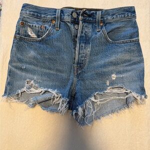 Levi's Blue Distressed Jean Shorts